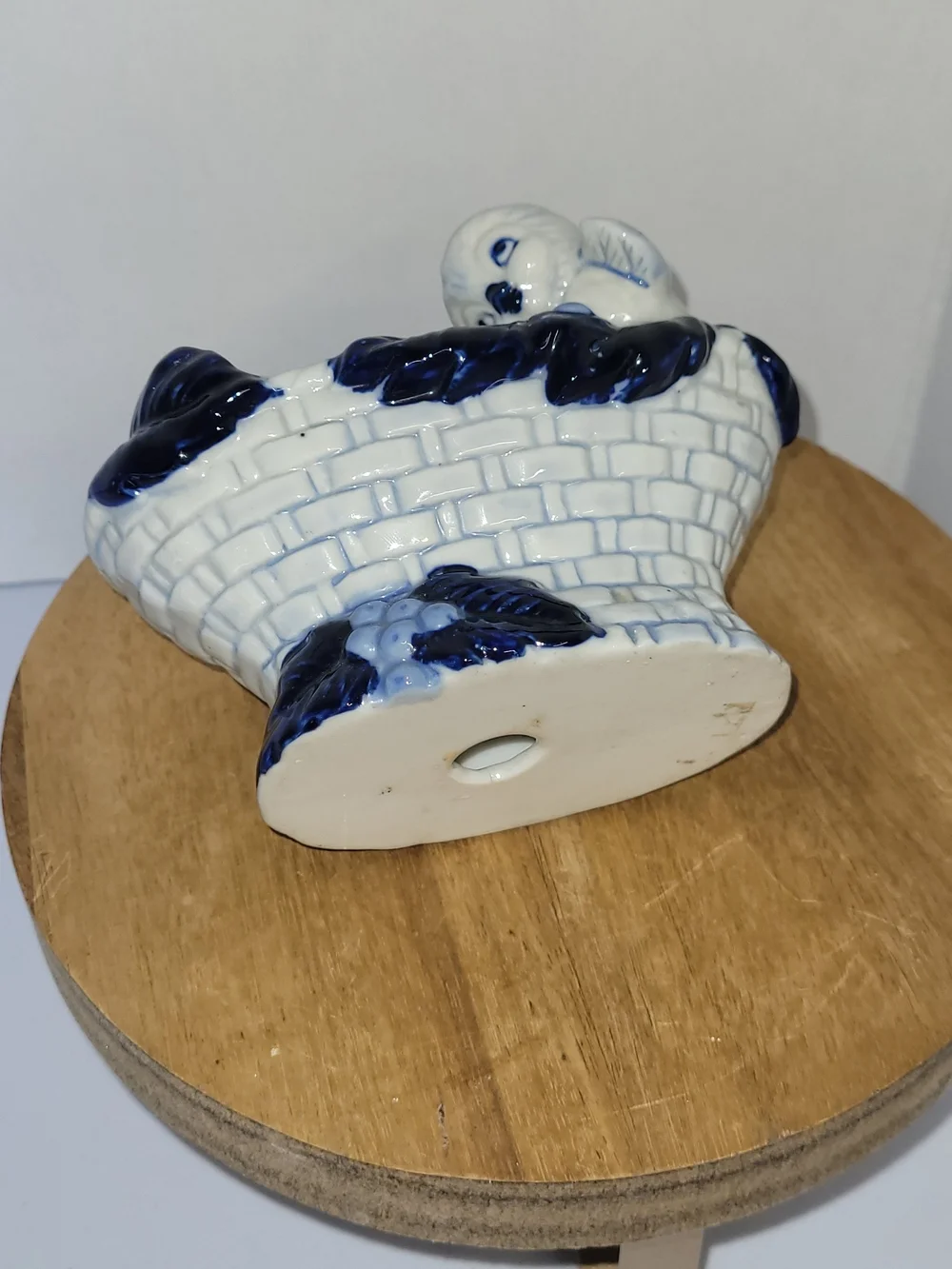 White and Cobalt Blue Ceramic Bird Planter- Home Accent